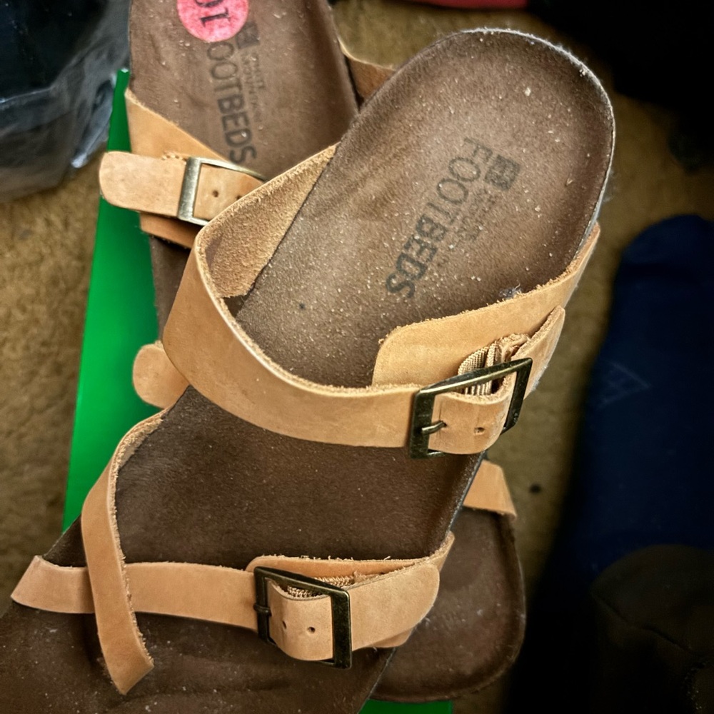 White Mountain Tan Buckle Sandals